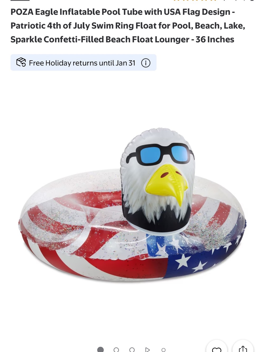American Eagle USA Pool Float - Men’s Swim Pool Tube - Red, White & Blue - Picture 5 of 6